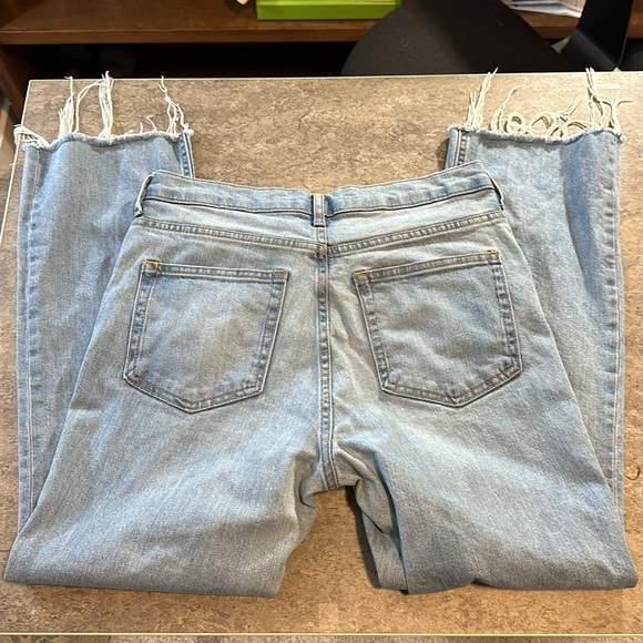 Everlane Light Wash Blue Distressed High Waist Straight Leg Regular Jeans - Picture 7 of 7